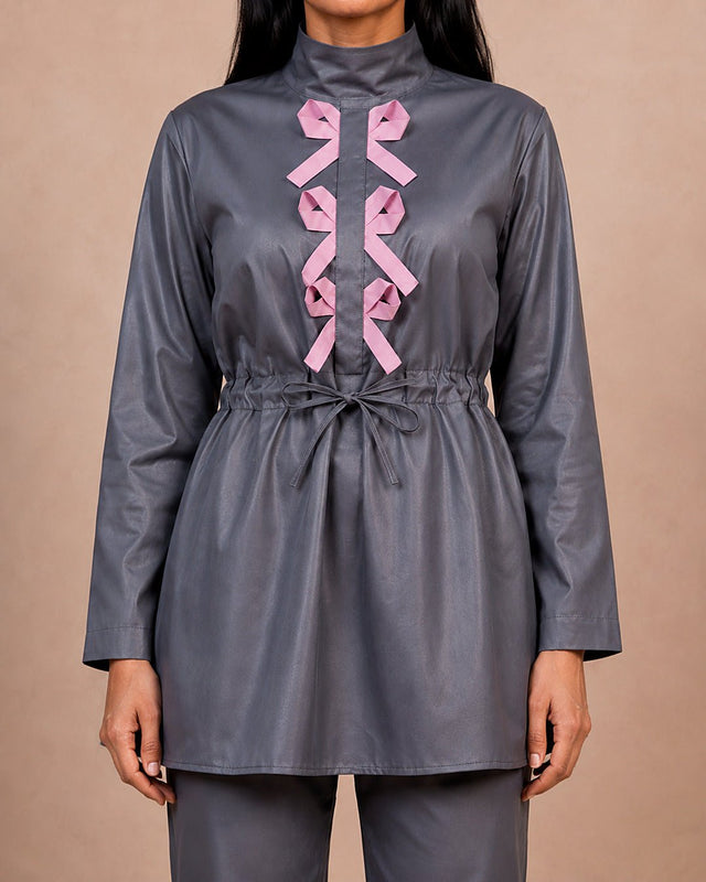 Ribbon Detail Modest Swimsuit Set - Swim Set - Mizyana