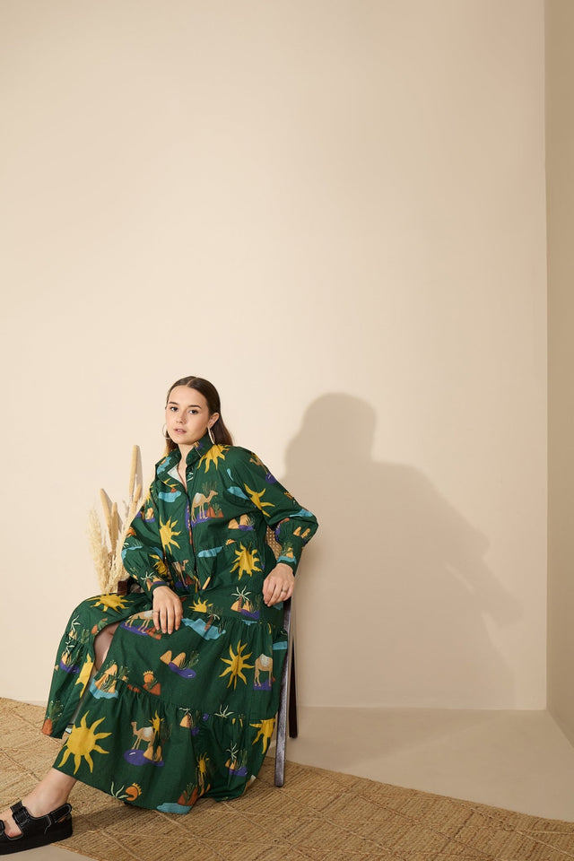 Riviera in Hidden Spring Print (Green) - Dress - Mizyana