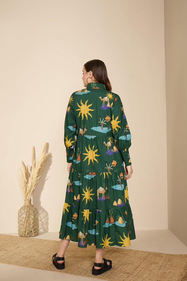 Riviera in Hidden Spring Print (Green) - Dress - Mizyana