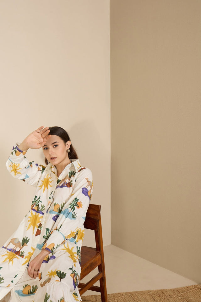 Riviera in Hidden Spring Print (White) - Dress - Mizyana