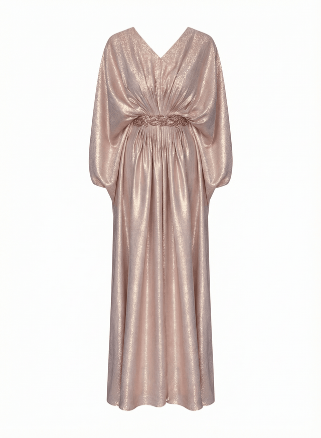 Rose Luxe Blush Pink Pleated Shimmer Kaftan - Kaftan - Mizyana