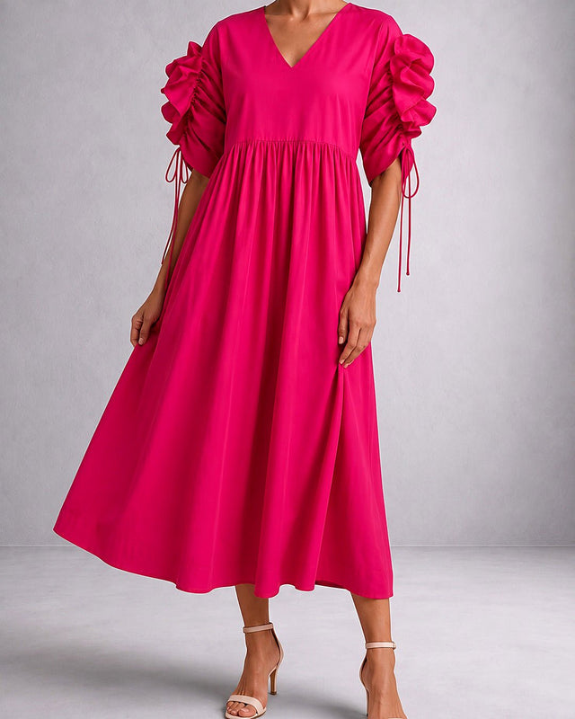 Ruffle Sleeve Cotton Dress - Dress - Mizyana