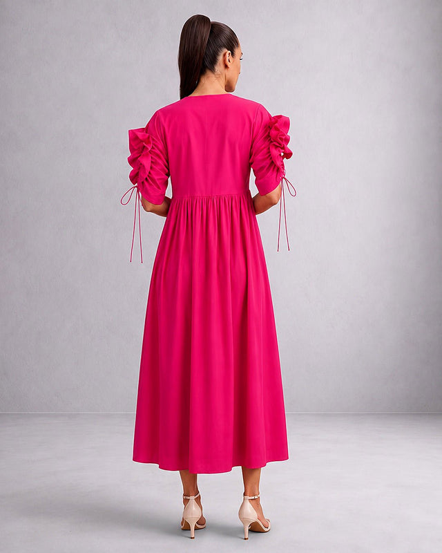 Ruffle Sleeve Cotton Dress - Dress - Mizyana