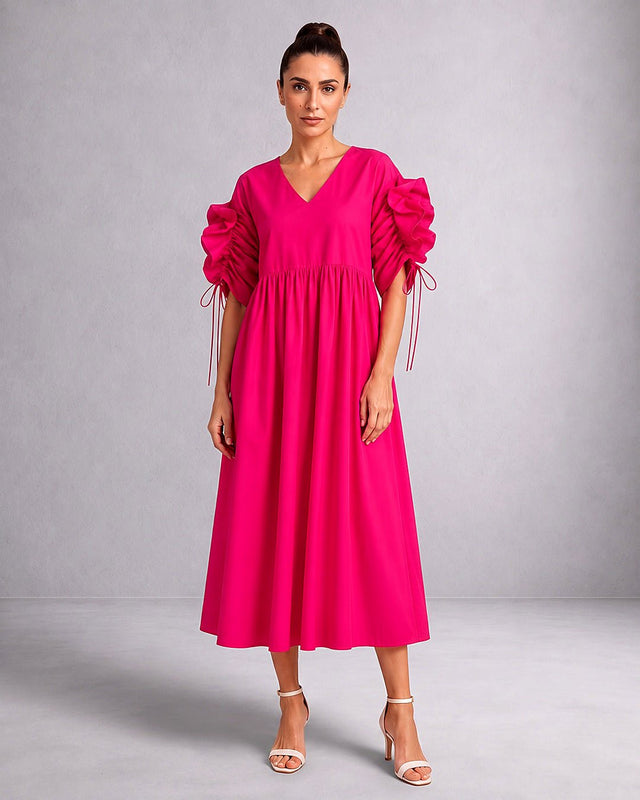 Ruffle Sleeve Cotton Dress - Dress - Mizyana