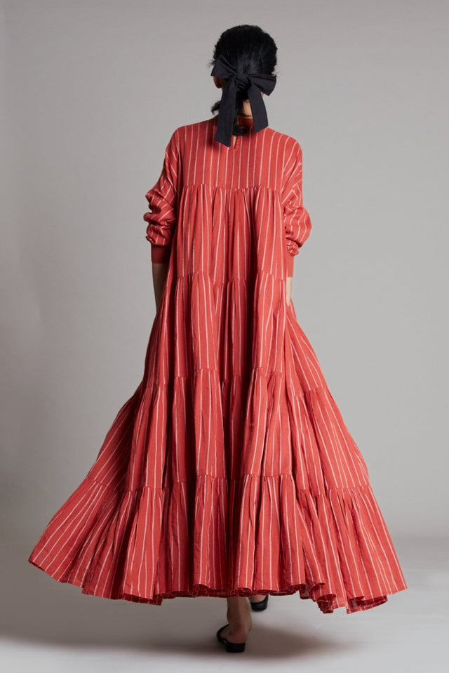 Rust Ribbed Vena Dress - Dress - Mizyana