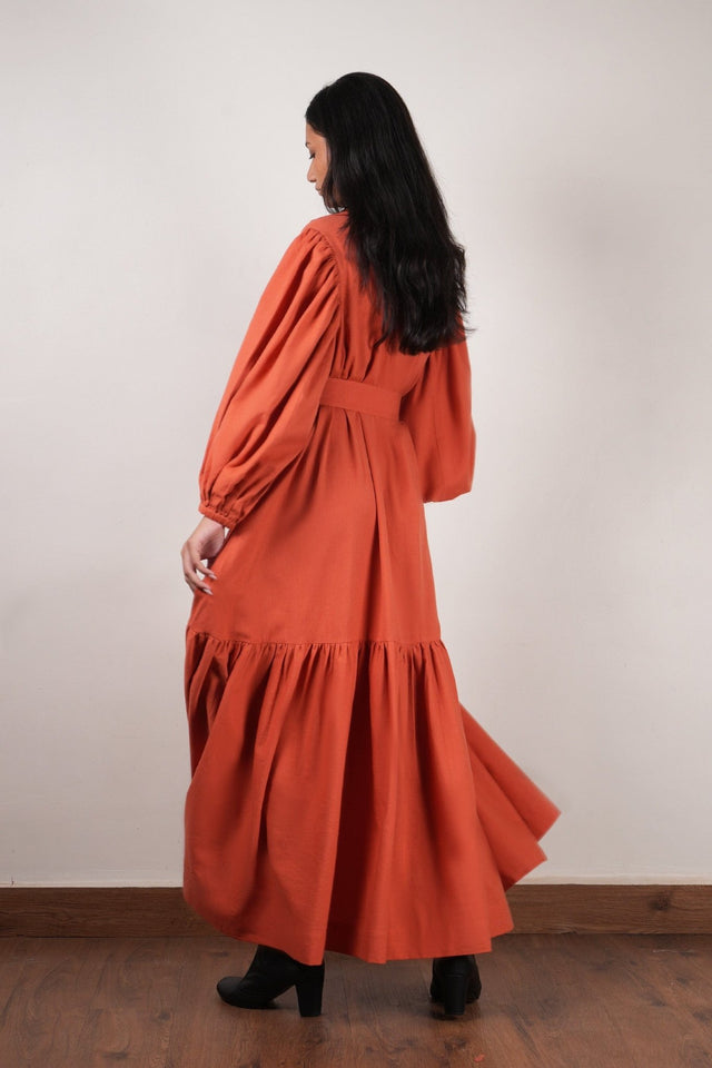 Rust Shirt Kaavya Dress - Dress - Mizyana