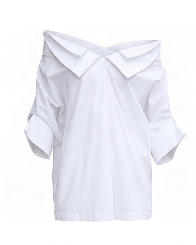 Sabu White Wide-Collar Cotton Tunic - Tunic - Mizyana