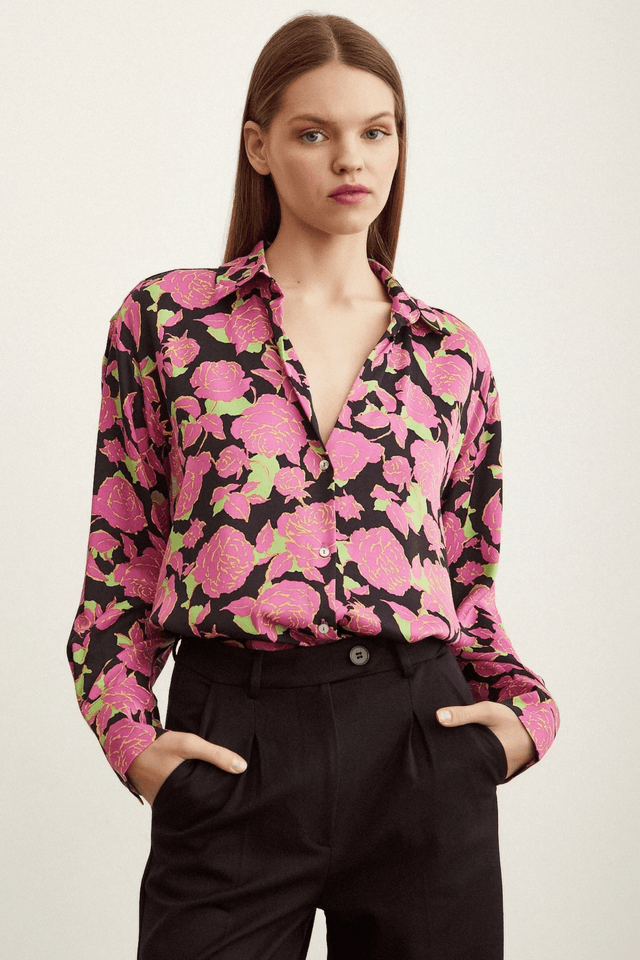 Satin Shirt - Floral - Shirt - Mizyana