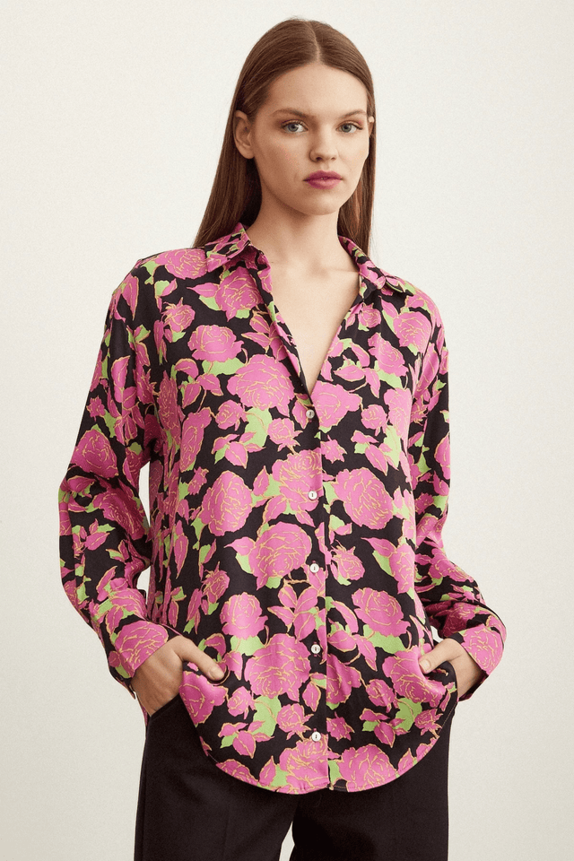 Satin Shirt - Floral - Shirt - Mizyana