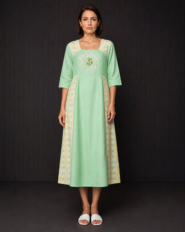 Seaglass Panelled Linen Dress - Dress - Mizyana