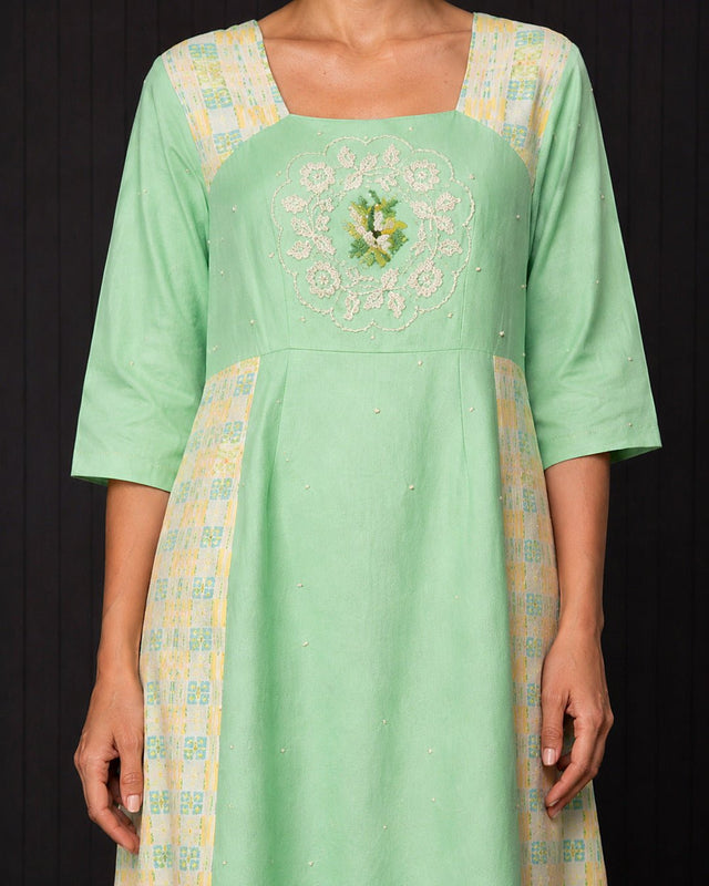 Seaglass Panelled Linen Dress - Dress - Mizyana