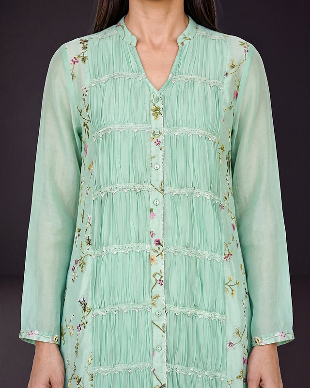 Seaglass Smocked Cotton Tunic - Tunic - Mizyana