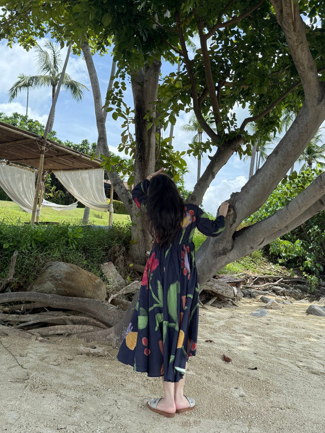Selene Dress in Sorrento Bloom Print (Endless Blue) - Dress - Mizyana