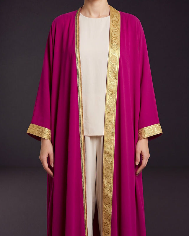 Serene Satin Braid Abaya - Abaya - Mizyana