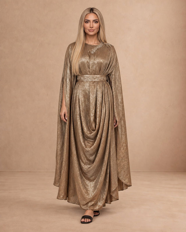 Shimmery Drama Drape Kaftan - Kaftan - Mizyana