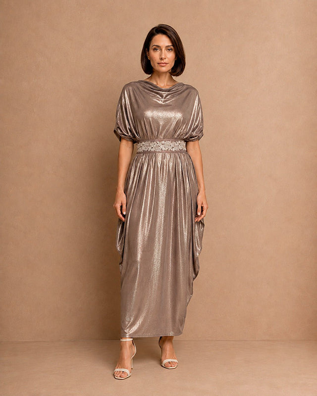 Shimmery Embellished Belt Kaftan - Kaftan - Mizyana
