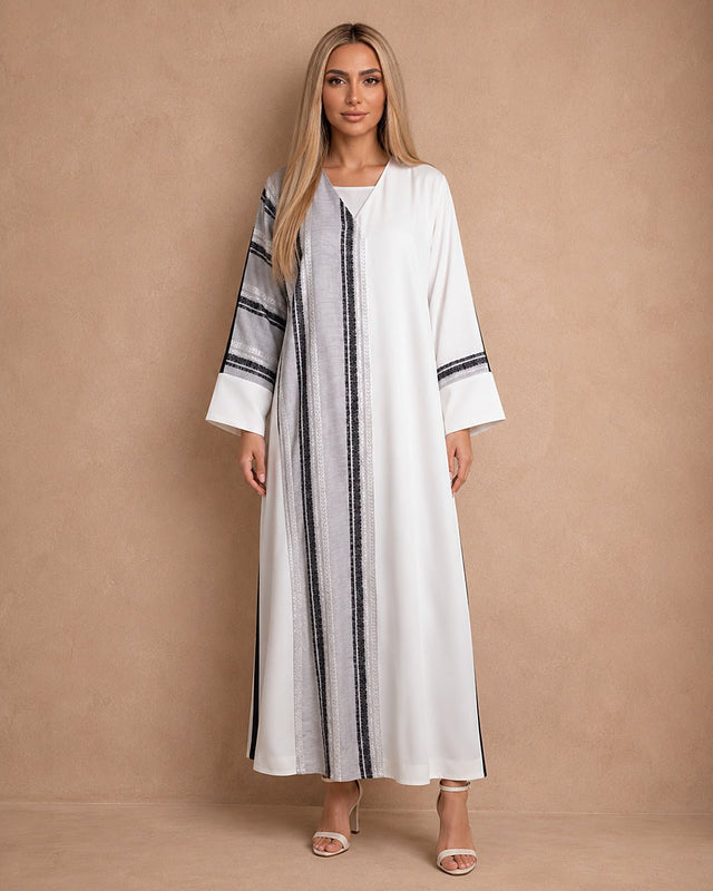 Side Striped Crepe Jalabiya - Jalabiya - Mizyana