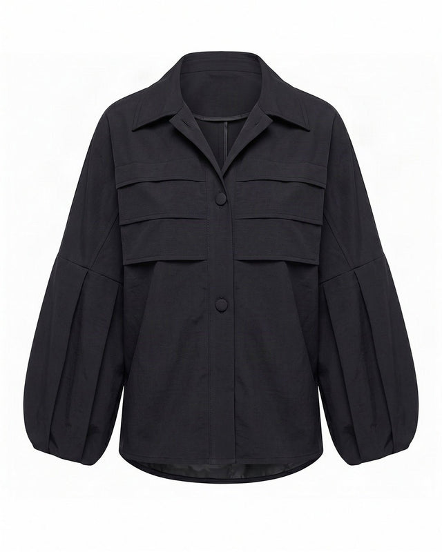 Sigo Black Tiered Pleat Cotton Shirt - Shirt - Mizyana