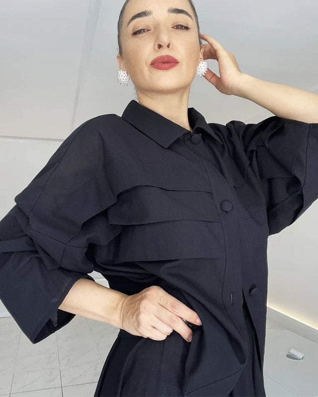 SIGO COTTON BLACK SHIRT-Shirt - Mizyana