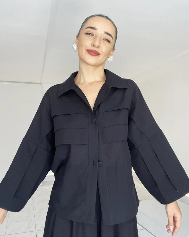 SIGO COTTON BLACK SHIRT-Shirt - Mizyana