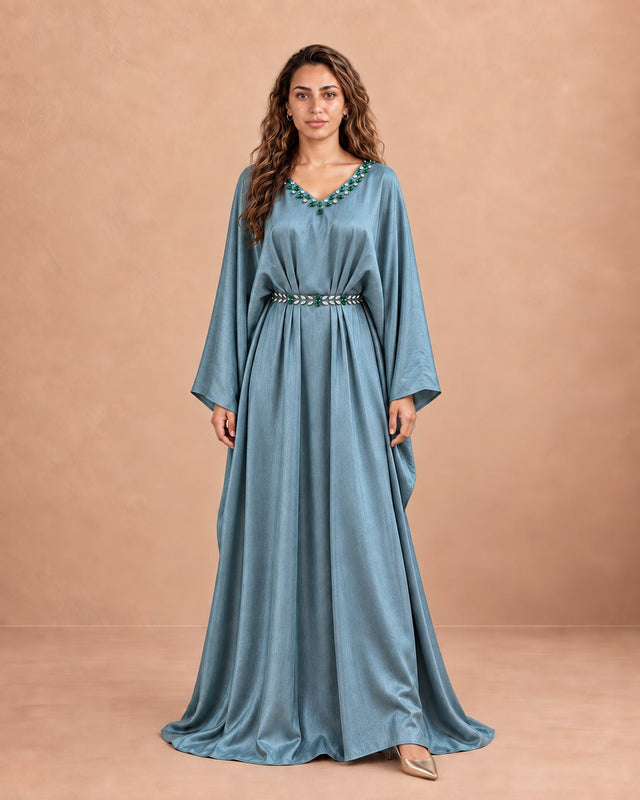Stone Embellished Crepe Jalabiya - Jalabiya - Mizyana