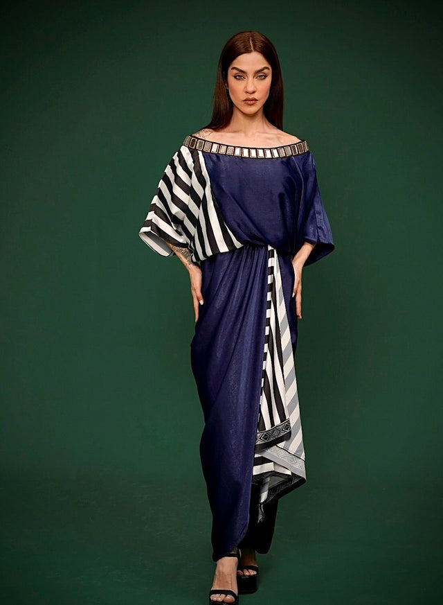 Stria pleat blu - Kaftan - Mizyana