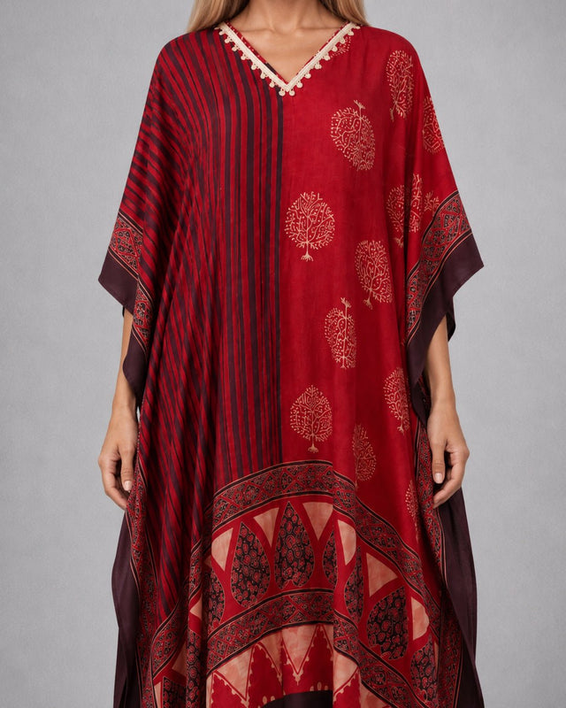 Striped Geometric Print Kaftan - Kaftan - Mizyana