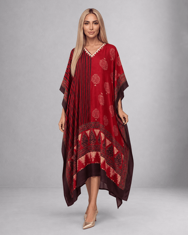 Striped Geometric Print Kaftan - Kaftan - Mizyana