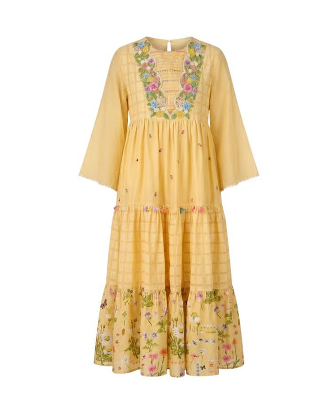 Sunpetal Floral Beaded Silk Blend Dress - Dress - Mizyana