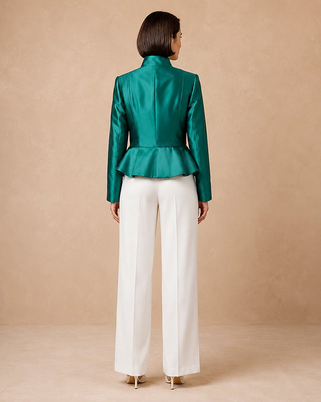 Taffeta and Crepe Embellished Corset Sculptural Jacket - Jacket - Mizyana