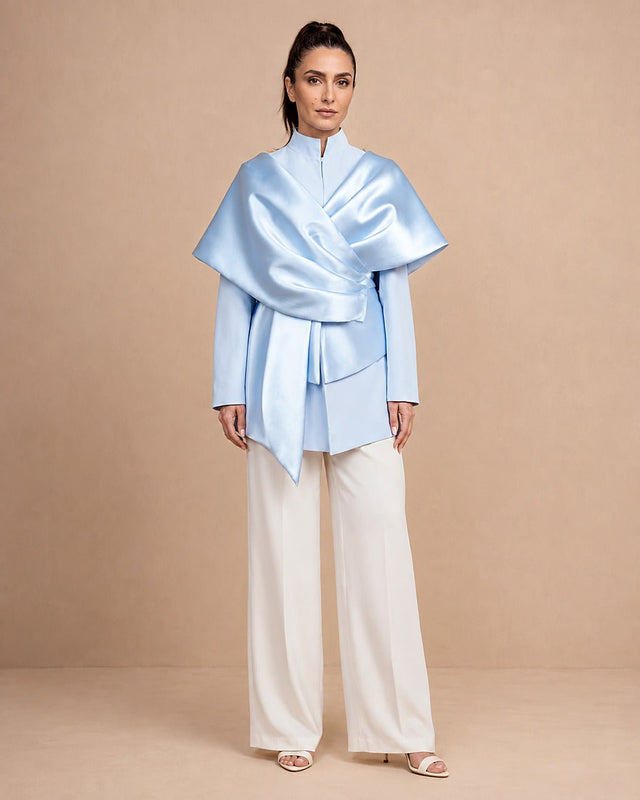 Taffeta and Crepe Ribbon Jacket - Jacket - Mizyana