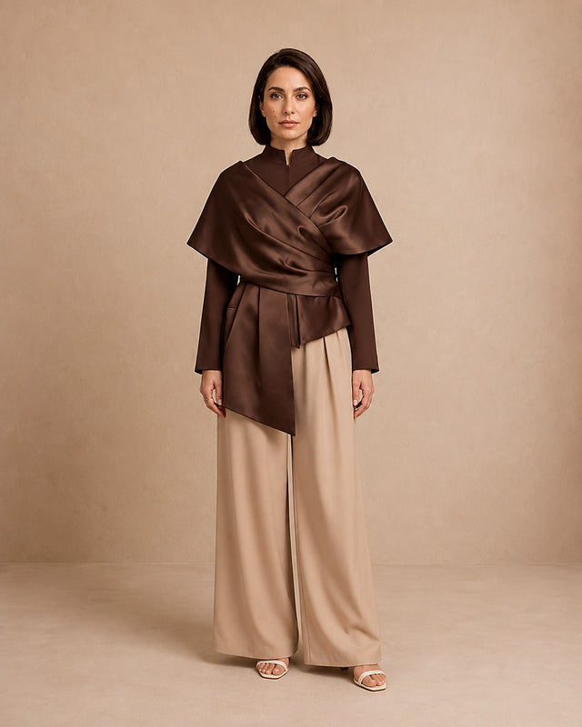 Taffeta and Crepe Ribbon Jacket - Jacket - Mizyana