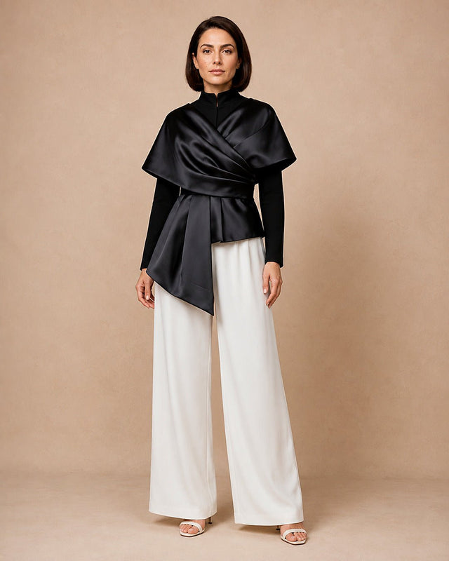 Taffeta and Crepe Ribbon Jacket - Jacket - Mizyana