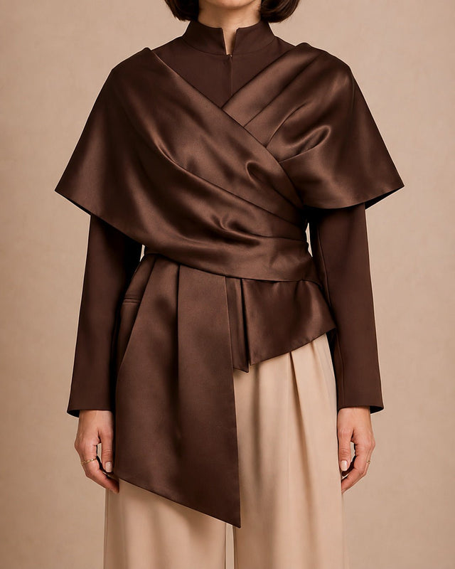 Taffeta and Crepe Ribbon Jacket - Jacket - Mizyana