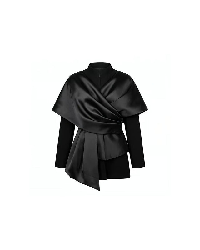 Taffeta and Crepe Ribbon Jacket - Jacket - Mizyana