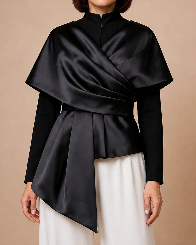 Taffeta and Crepe Ribbon Jacket - Jacket - Mizyana