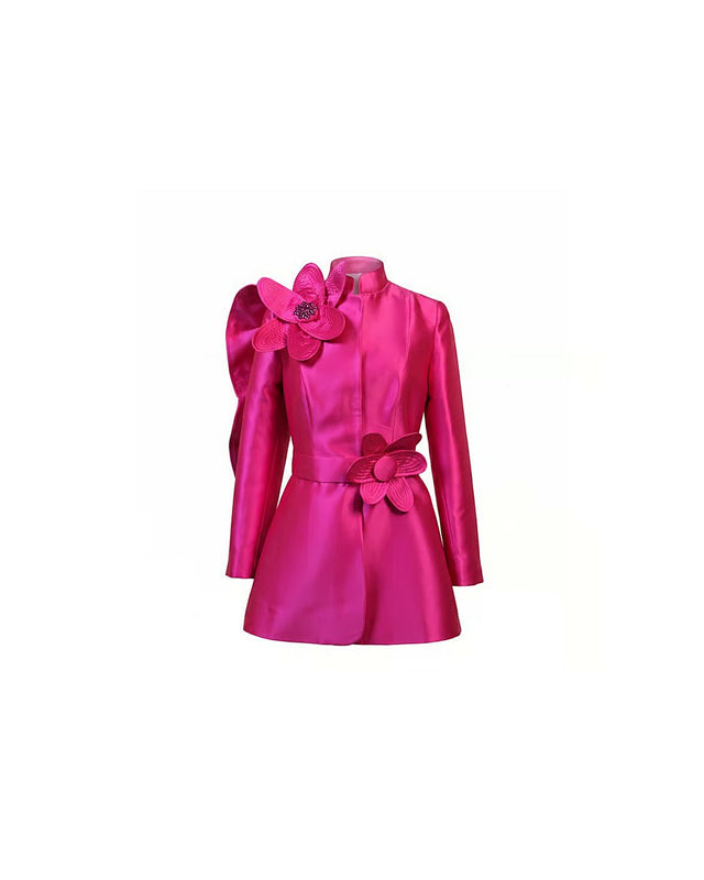 Taffeta Floral Sculptural Statement Jacket - Jacket - Mizyana