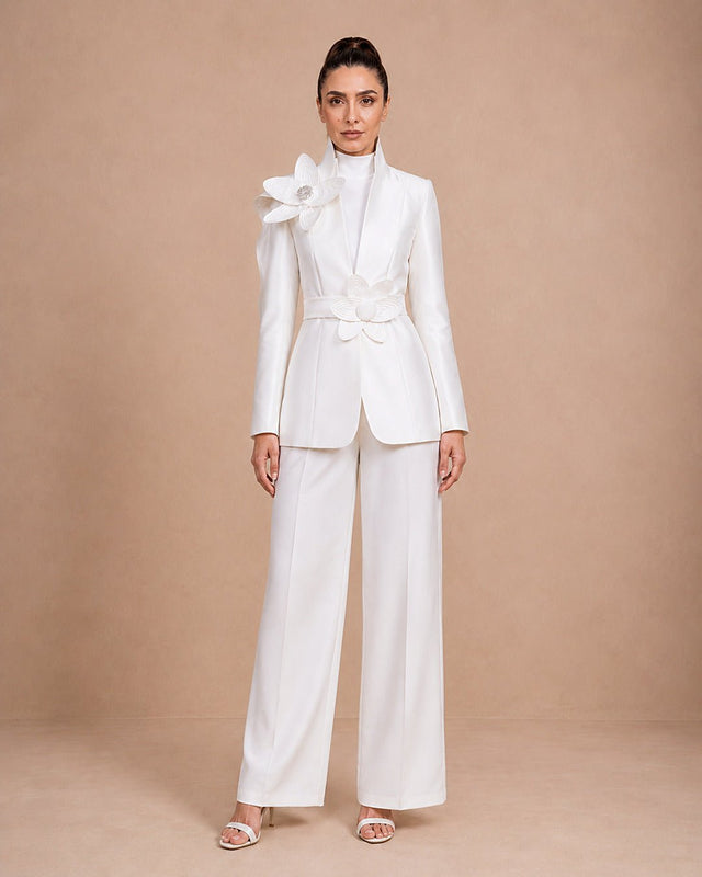 Taffeta Floral Sculptural Statement Jacket - Jacket - Mizyana
