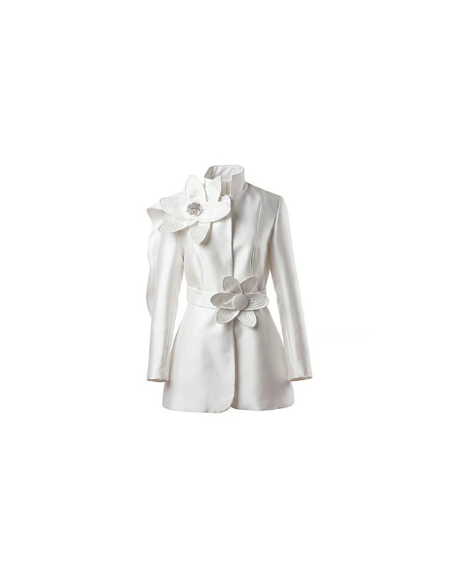 Taffeta Floral Sculptural Statement Jacket - Jacket - Mizyana