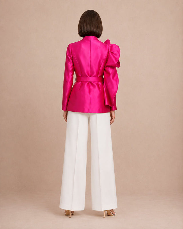Taffeta Floral Sculptural Statement Jacket - Jacket - Mizyana