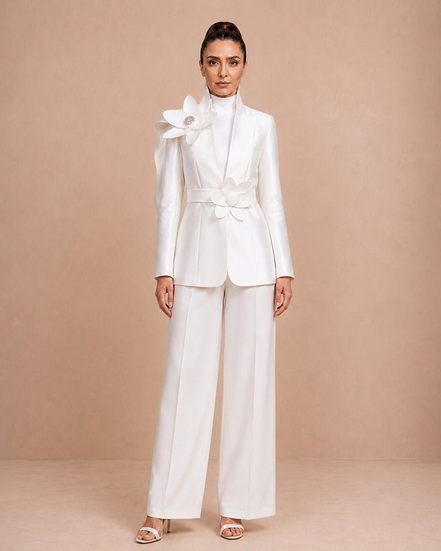 Taffeta Floral Sculptural Statement Jacket - Jacket - Mizyana