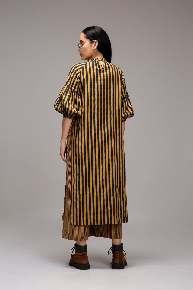 Tan-Brown Blue Striped RE Pants - Trousers - Mizyana