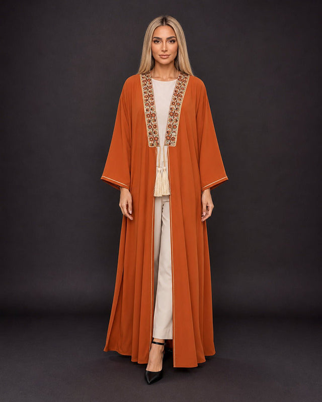Tangerine Braid Detail Abaya - Abaya - Mizyana