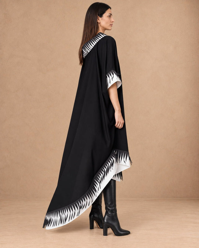 Teza Black Laser-Cut Trim Hi-Low Dress - Dress - Mizyana