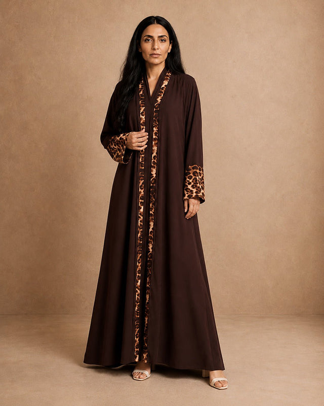 Tiger Print Crepe Abaya - Abaya - Mizyana