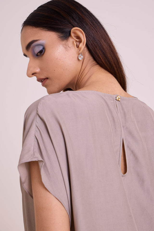Vesa - Graphite Cowl Top & Pant Set - Two-Piece Set - Mizyana