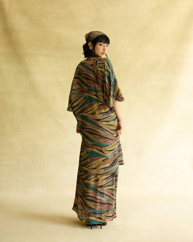 Wild Dusk Kaftan Dress & Skirt Set - Two-Piece Set - Mizyana