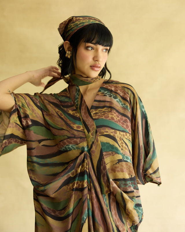 Wild Dusk Kaftan Dress & Skirt Set - Two-Piece Set - Mizyana