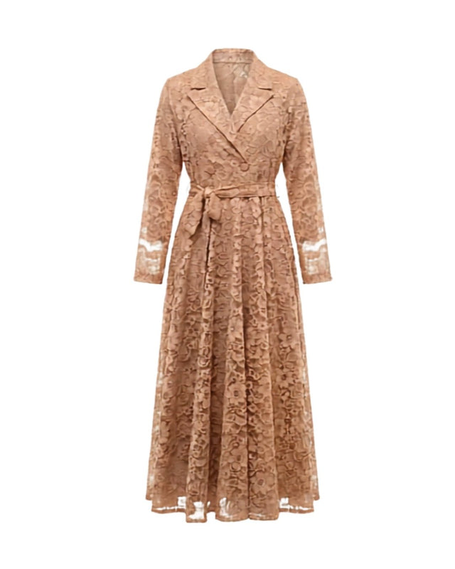 Wrap Maxi Belted Lace Dress - Dress - Mizyana