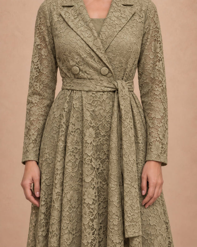 Wrap Maxi Belted Lace Dress - Dress - Mizyana